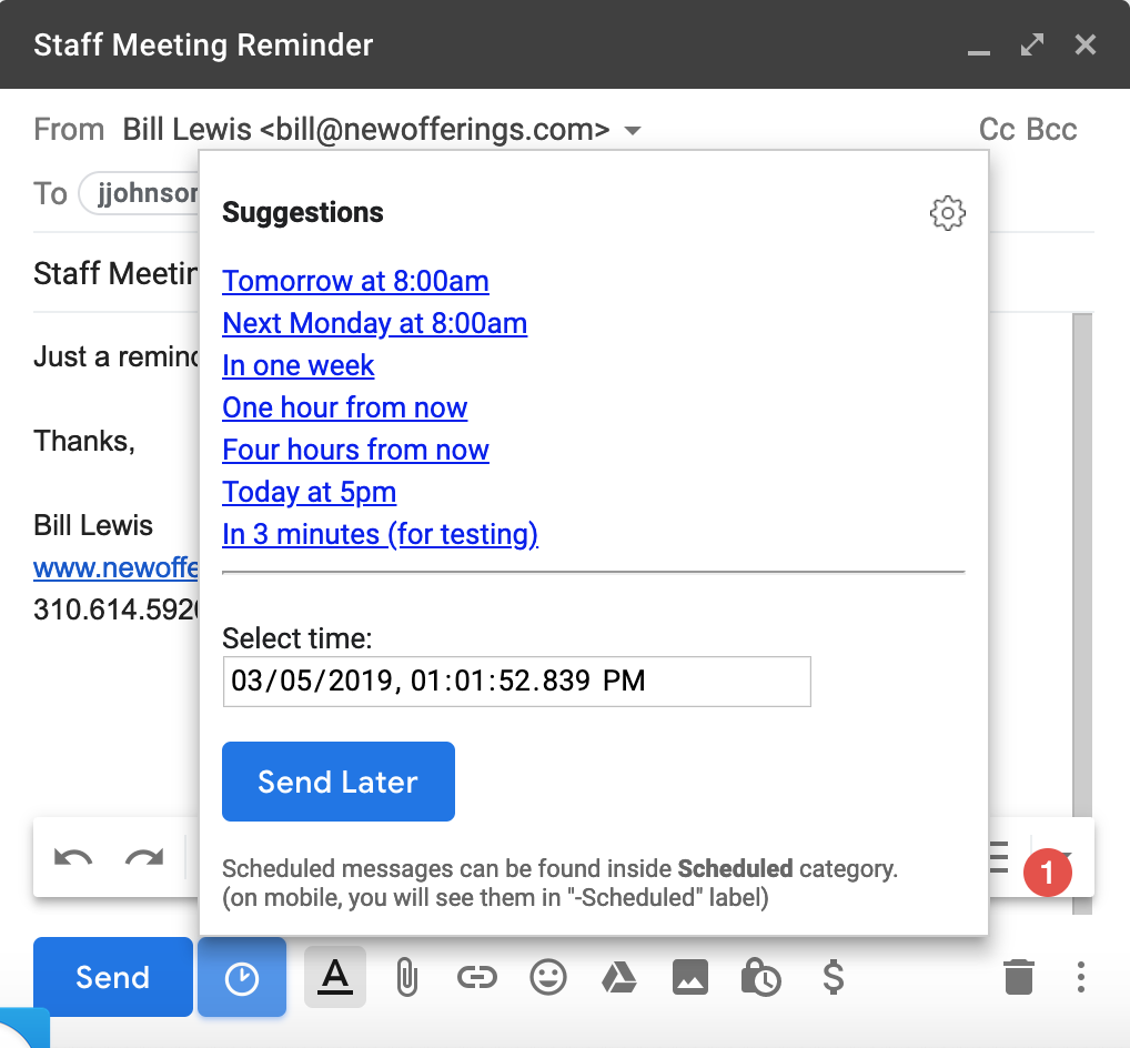 Chrome Extension - Schedule Email